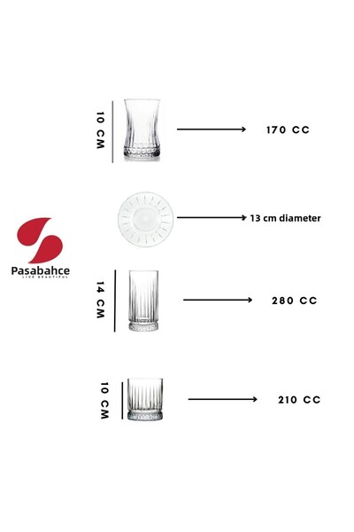 Paşabahçe Elysia 24 Piece Soft Drink, Water and Tea Glass Set