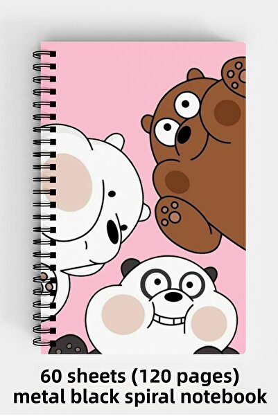 Anime Marketi دفتر ملاحظات ذو غلاف صلب مقاس A5 مع تصميم دببة لطيفة 120 ورقة