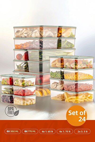 Vienev Organizator pentru frigider de 24 de bucăți de culoare mentă - Container de depozitare pentru congelator potrivit pentru cuptorul cu microunde