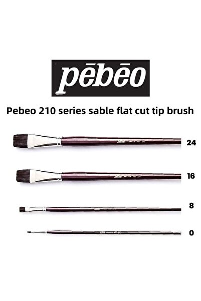 Pebeo مجموعة فرشاة ذات طرف مسطح من سلسلة 210 Sable