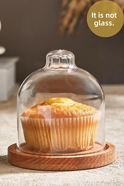 AzzaWood Aura Wooden Base Transparent Serving, Presentation, Treat Set - Single (mica)