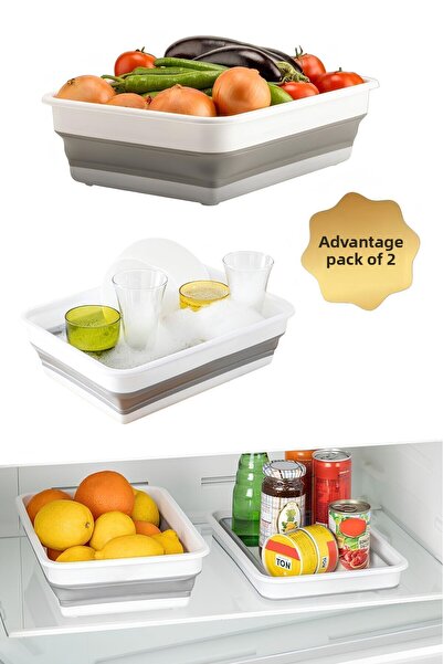 Lulucodesing مجموعة من 2 حوض مستطيل قابل للطي