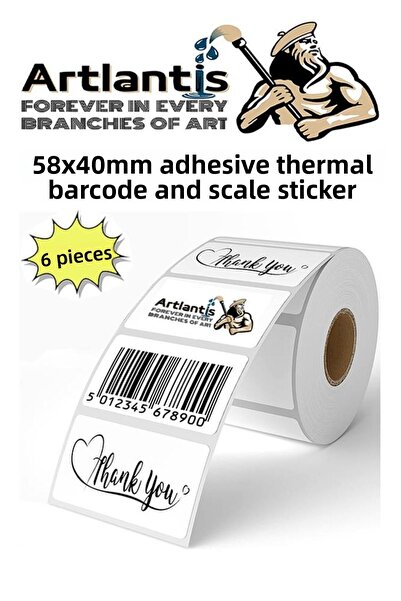 Artlantis Etichete adezive cu coduri de bare 58X40 mm, 6 bucăți, etichete ter...