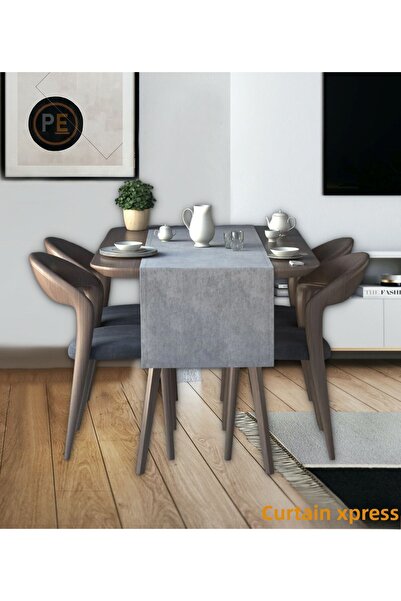 Perdexpress Soft Concept Velvet Texture Silver Grey Runner