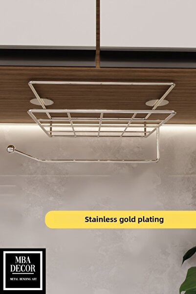 mba decor metal bending art Design ergonomic, argintiu, fără asamblare, instalare ușoară - Suport pentru șervețele și suport pentru prosoape de hârtie Veselă de bucătărie modernă
