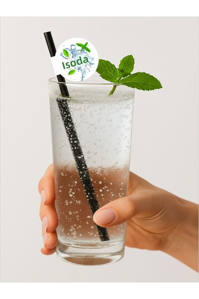 Home Soda Flag Straw 21.5 cm Black Straw, 8mm Thickness, 20 Pieces