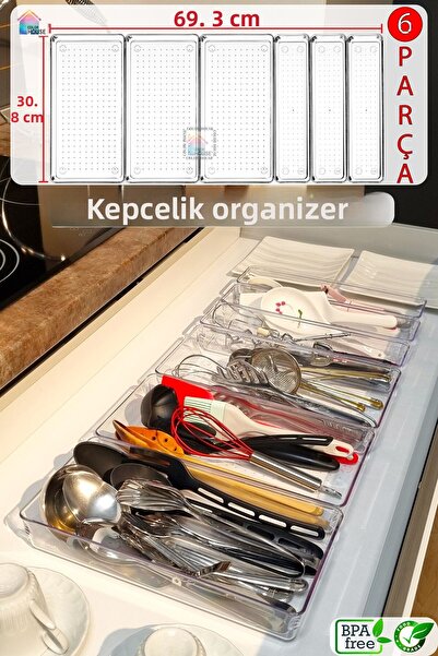 color house Set de 6 organizatoare modulare pentru boluri și tacâmuri - sertar de bucătărie și frigider pentru machiaj