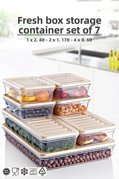 Open Home Concept مجموعة من 7 صناديق طازجة - حاوية تخزين مناسبة للميكروويف وا...