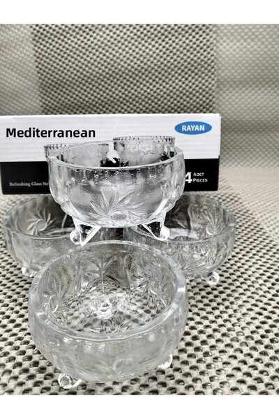 kurt41 Set of 4 Footed Cut Turkish Delight Bowl Sugar Bowl Snack Bowl