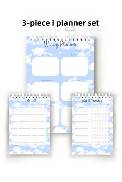 Handeto Kraft Planificator în limba engleză cu tematică nor, planificator săptămânal, urmărirea obiceiurilor, lista de activități, planificator