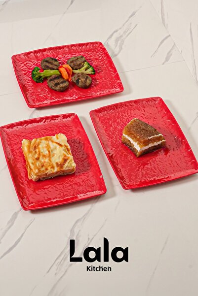 Lala Mutfak Belen Presentation Plate 3 Pcs (23X18 cm) - Pastry, Cake and Serving Plate