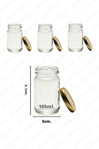 parlakcam 3 قطع برطمانات زجاجية صغيرة 105 سم مكعب مع غطاء ذهبي