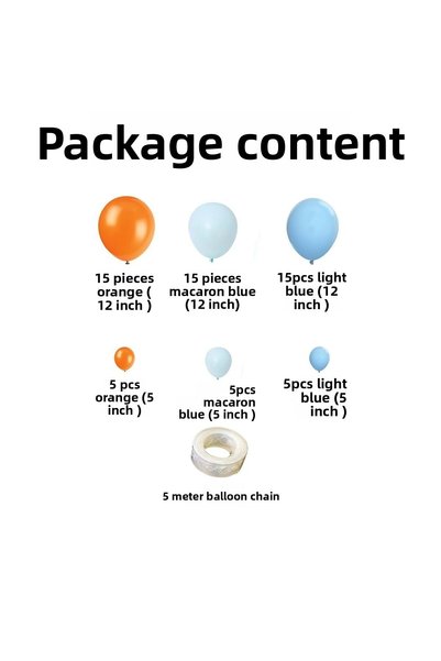 Organizasyon Pazarı Balloon Set Light Blue-Orange-Macaron Blue 60-Piece Balloon Chain Set