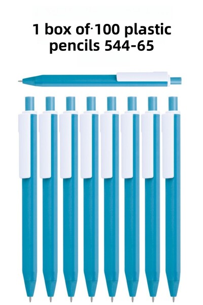 KALE PROMOSYON قلم حبر جاف بلاستيكي 100 قطعة قلم حبر جاف للمدرسة والأعمال الم...