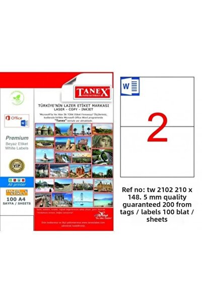 Tanex Etichetă laser Tw-2102 (210 * 148,5 mm) - (100 bucăți)