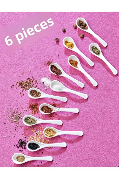 Carat Home 6 White Serving and Spice Spoons - Breakfast Honey Spoons Sugar Ja...