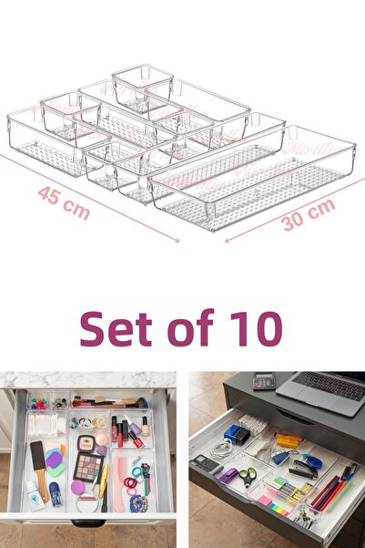 Mirilliahome مجموعة منظم مكونة من 10 قطع، منظم مكياج مجوهرات الحمام، منظم منظم، منظم أدراج