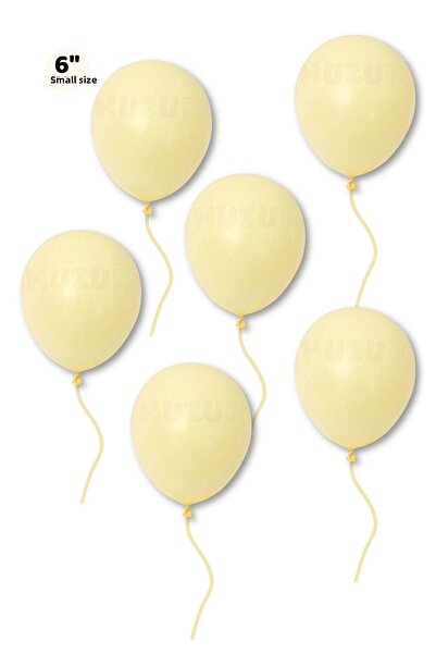 Huzur Party Store Small Mini Size Yellow Color Macaron Balloon 50 Pieces 6 Inch 15 Cm Party Balloon Soft Color Birthday Decoration