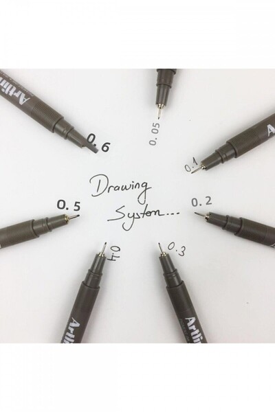 artline مجموعة أقلام رسم فنية مكونة من 7 (0.05 - 0.1 - 0.2 - 0.3 - 0.4 - 0.5 ...
