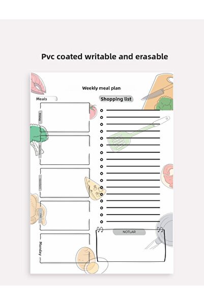 Hsn Lista de mese acoperită cu PVC A4 Planificator săptămânal Listă de cumpărături fără sarcină