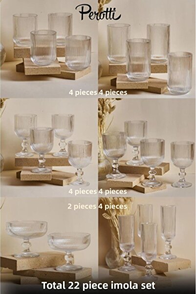 Rossel Premium Imola 22 Piece Glass Cup Set
