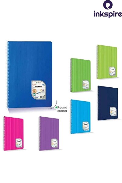 inkspire Ring Binder Notebook 4Pcs 120 Sheets Checkered 4Pcs 120 Sheets Lined Pp Cover Spiral A4 Large Notebook