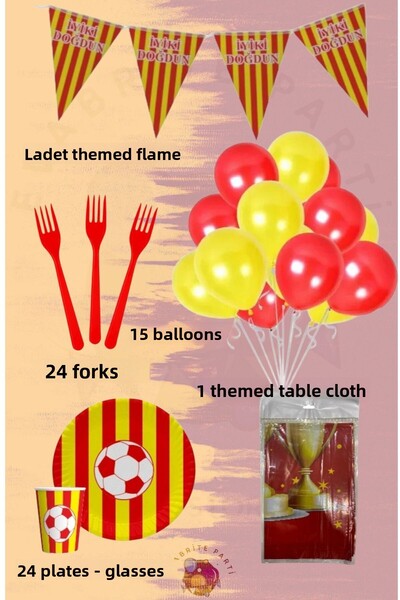 Evabrite Set pentru 24 de persoane cu tematică galbenă roșie pentru fani Maxi...