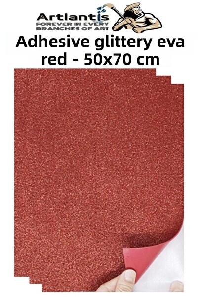 Artlantis Red Adhesive Glitter Eva 50X70 cm 3 Pieces Glitter Adhesive Eva Spo...