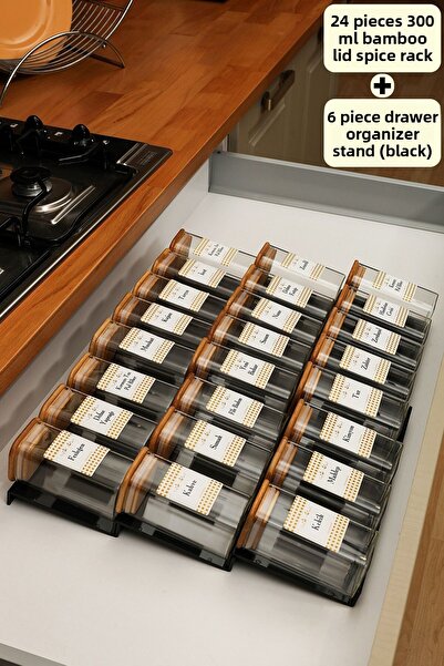 color house برطمان توابل بوروسيليليكات (زجاجي) سعة 300 مل مع 24 غطاء من الخيز...