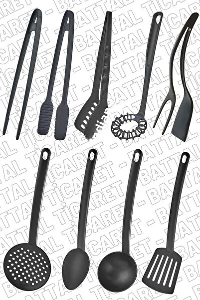 ÖzSa Home Teflon Fireproof Non-Stick Serving Set - Grab and Colander Beater Plastic Set