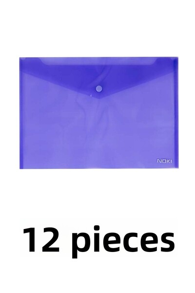 Noki 12 Pcs Transparent A4 Snap File Envelope File Purple