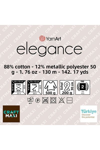 Yarnart Elegance - Glitter Χειροποίητο Νήμα Πλεξίματος Γκρι-μπλε-103