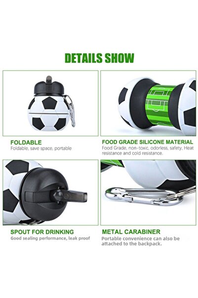 tozlupazar Slikon Drinker 550ml Seal-Free Foldable School Office Camping Travel Drinker