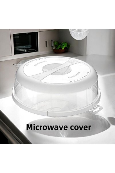 HOLLYHOME Microwave Food Preservation Cover, Lid with Handle Clear 24.5 X 7.5 (H) cm