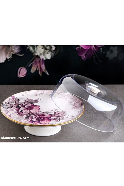 Pinkev حامل طبق تقديم الكيك من السيراميك على شكل قاعدة من بيتونيا