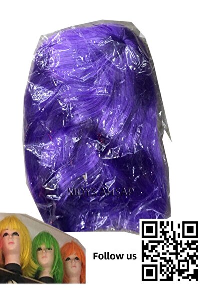 moysahsap party&ahşap Ανοιχτό μωβ Χρώμα Κοντή Περούκα Μαλλιά - Περούκα για πάρτι