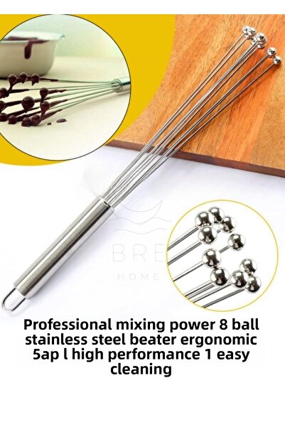 BRE HOME مضرب كروي من الفولاذ المقاوم للصدأ |   خلاط سلكي بمقبض مريح |   خلاط...