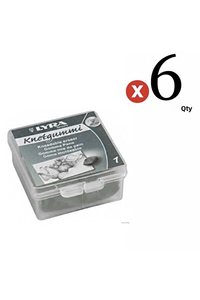 LYRA مجموعة ممحاة العجين الرمادية المكونة من 6 قطع في علبة بلاستيكية