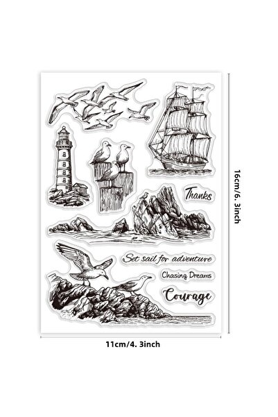 Choice AECH06-01796 طوابع شفافة من السيليكون منارة المحيط الشعاب المرجانية طو...