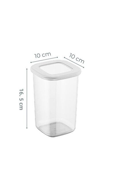 Vienev Labeled Square Food Storage Container Set of 6 Medium Size 1.2 Liter White