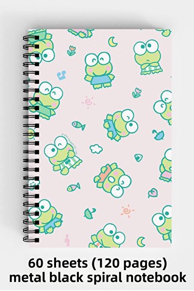 Anime Marketi دفتر ملاحظات بغلاف صلب مقاس A5 من Sanrio Keroppi مصمم 120 ورقة