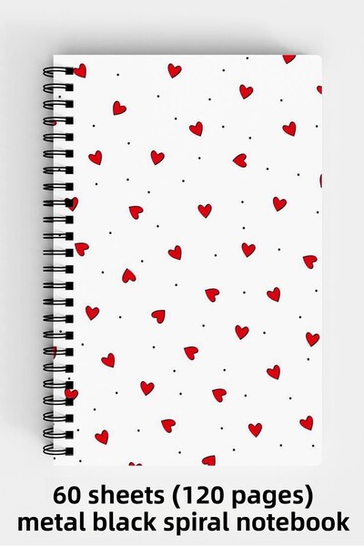 Anime Marketi تصميم قلوب A5 دفتر بغلاف صلب حلزوني 120 ورقة