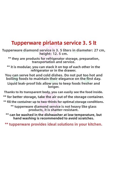 Tupperware Diamond Serving 3.5 Lt Storage Container Hsgl