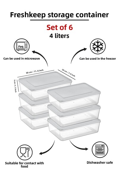 bizimevde Freshkeep 6-Piece 4L Champagne Storage Container - Food Preservation, Microwave and Freezer Compatible