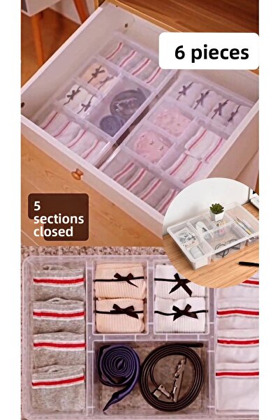 Bayev Luna Set of 6 with Lid - Sock Laundry Box, Lego Hobby Storage Container