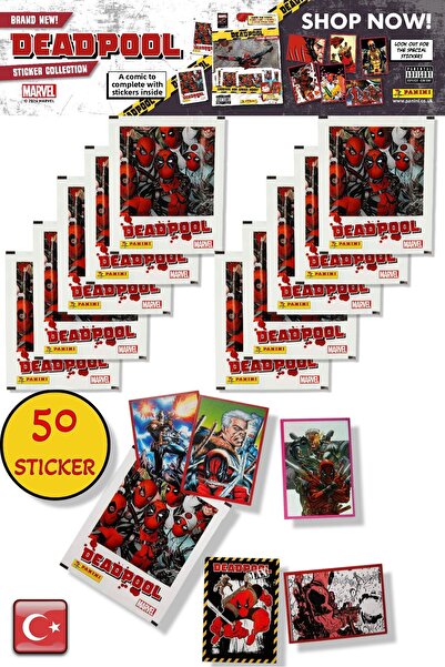 TOYFEST 10 Pack - Marvel Deadpool Sticker Pack |   Panini Licensed Product (50 Sticker)