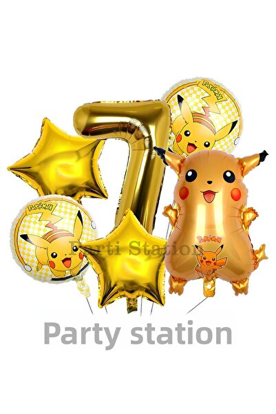 Parti Station مجموعة بالونات عيد ميلاد بوكيمون بيكاتشو بعمر 7 سنوات من بوكيمو...