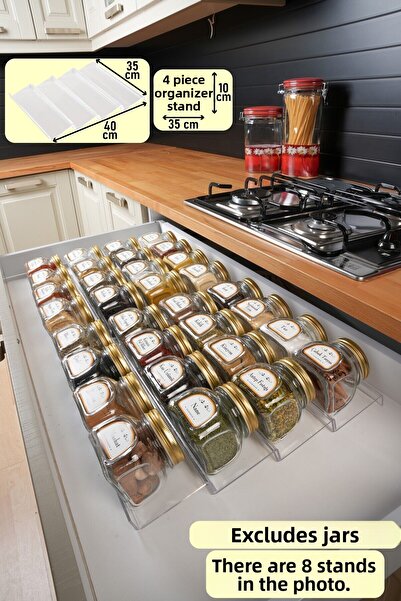 color house Spice Rack Organizer 4 Pieces Drawer Plexi Stand Organizer 35 Cm X 10 Cm (EXCLUDING JARS)