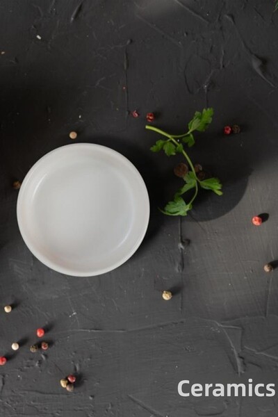 Keramika وعاء سيراميكا مطفي باللون الأبيض ووعاء مربى - 8 سم