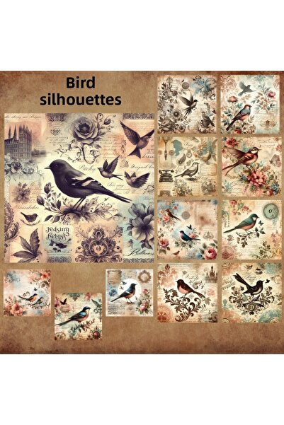 Pink Swan Craft Siluete de păsări de epocă - Set de autocolante pentru planif...